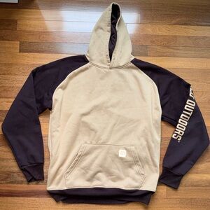 Stylish Tan and Brown Hoodie with Buffalo Outdoor Print